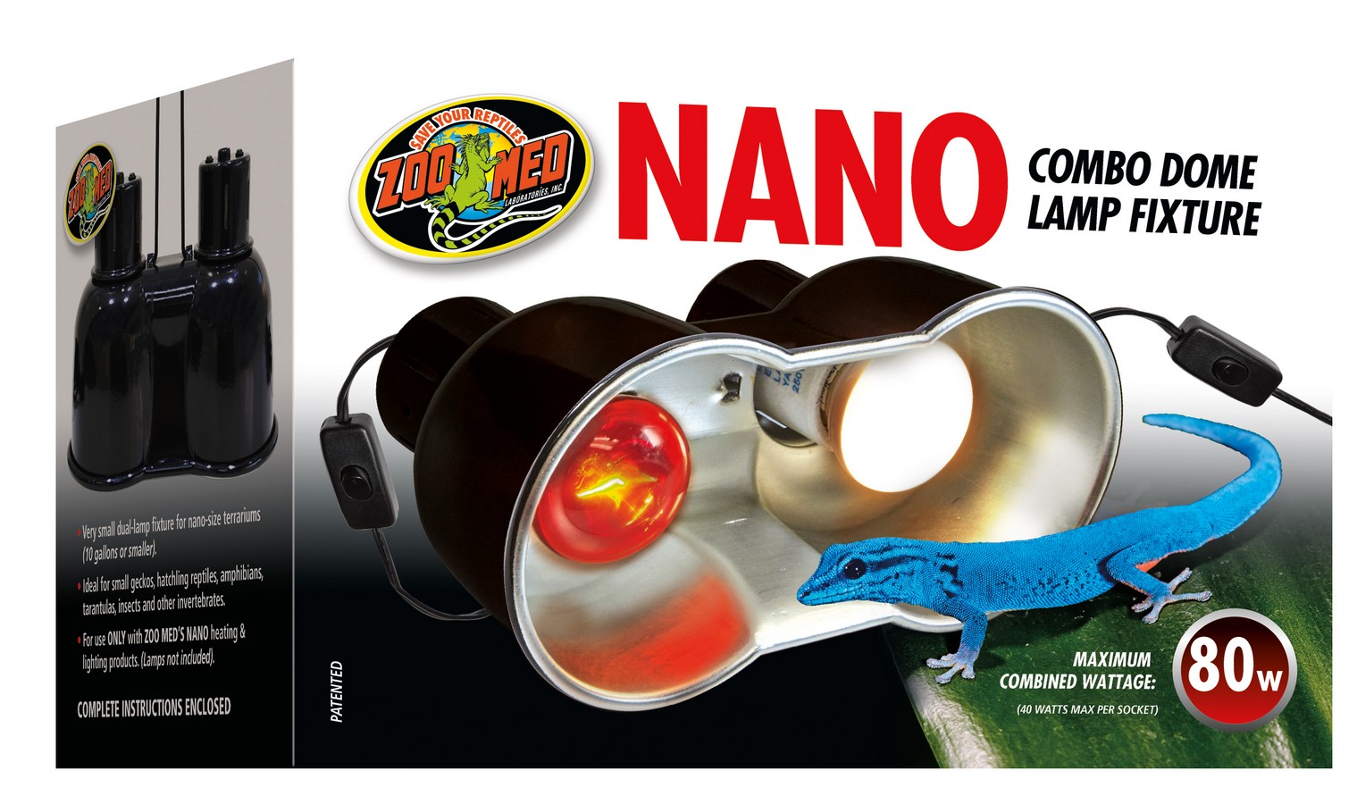 40 Watt Zoo Med 2 Pack of Nano Infrared Heat Lamps 