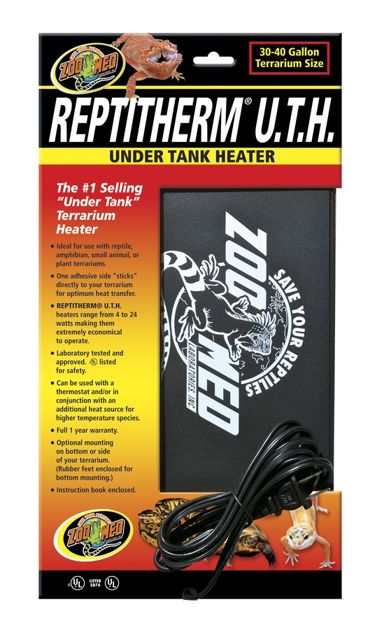 ReptiTherm UTH Mat Heater 50-60 Gallon Reptile Terrarium 8" x 18" Heating Pad Lg 